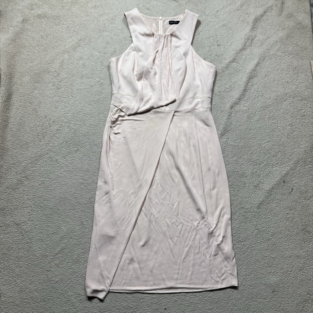 Karen Millen‎ Dress Womens 8 Blush Pink Sleeveless Faux Wrap Flowy Pencil Zip